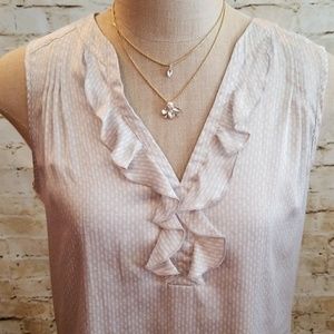 ▪Ann Taylor▪Gray Ruffled Sleeveless Top